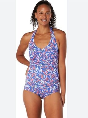 NWT Speedo Printed Halter One Piece Swimsuit